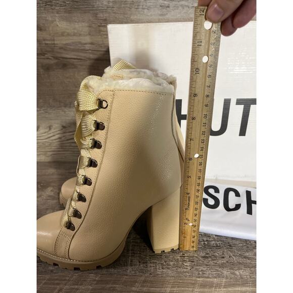 Schutz Womens Lace Up Block Heel boot Egg Shell Size 9B - Picture 5 of 13